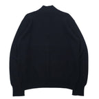 ARMANI COLLEZIONI Made in Slovakia Half-Zip Lambswool Knit Sweater XL Black Wool One Point Logo Embroidery