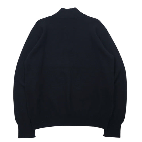 ARMANI COLLEZIONI Made in Slovakia Half-Zip Lambswool Knit Sweater XL Black Wool One Point Logo Embroidery