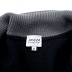 ARMANI COLLEZIONI Made in Slovakia Half-Zip Lambswool Knit Sweater XL Black Wool One Point Logo Embroidery
