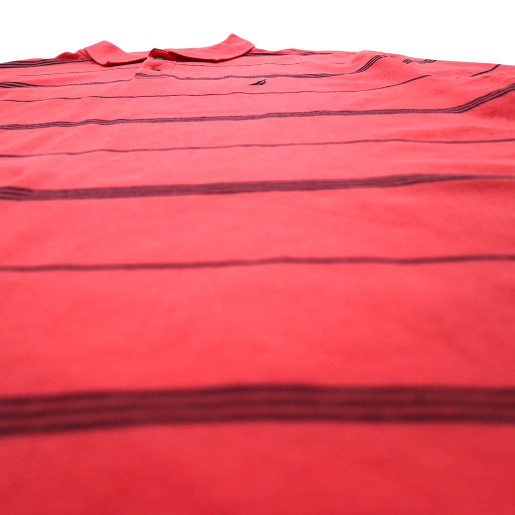 NAUTICA Classic Fit Striped Polo Shirt 2XL Pink Pique Performance Deck Shirt with One Point Logo Embroidery