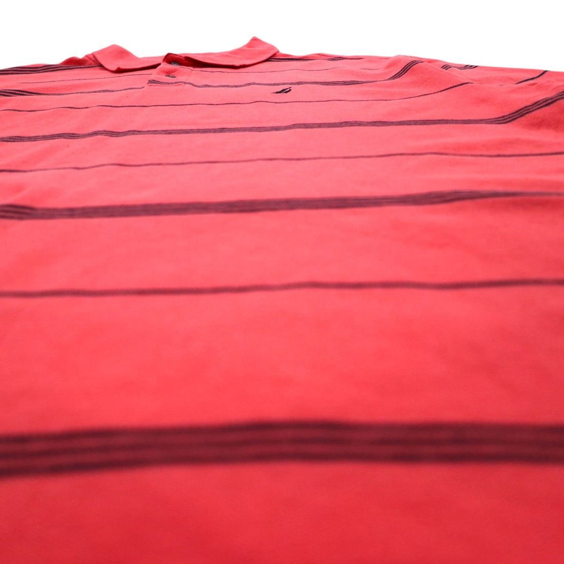 NAUTICA Classic Fit Striped Polo Shirt 2XL Pink Pique Performance Deck Shirt with One Point Logo Embroidery