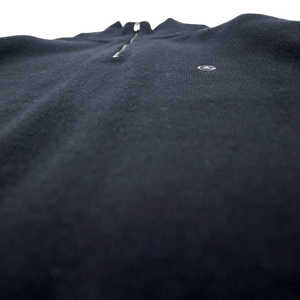 ARMANI COLLEZIONI Made in Slovakia Half-Zip Lambswool Knit Sweater XL Black Wool One Point Logo Embroidery