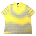 日本然リトテ-古着オンライン-Polo by Ralph Lauren ボーダー ポロシャツ 3X BIG イエロー ブルー コットン 鹿の子 スモールポニー刺繍 ビッグサイズ-Polo by Ralph Lauren Striped Polo Shirt 3X BIG Yellow Blue Cotton Pique Small Pony Embroidery Big Size