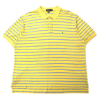 日本然リトテ-古着オンライン-Polo by Ralph Lauren ボーダー ポロシャツ 3X BIG イエロー ブルー コットン 鹿の子 スモールポニー刺繍 ビッグサイズ-Polo by Ralph Lauren Striped Polo Shirt 3X BIG Yellow Blue Cotton Pique Small Pony Embroidery Big Size