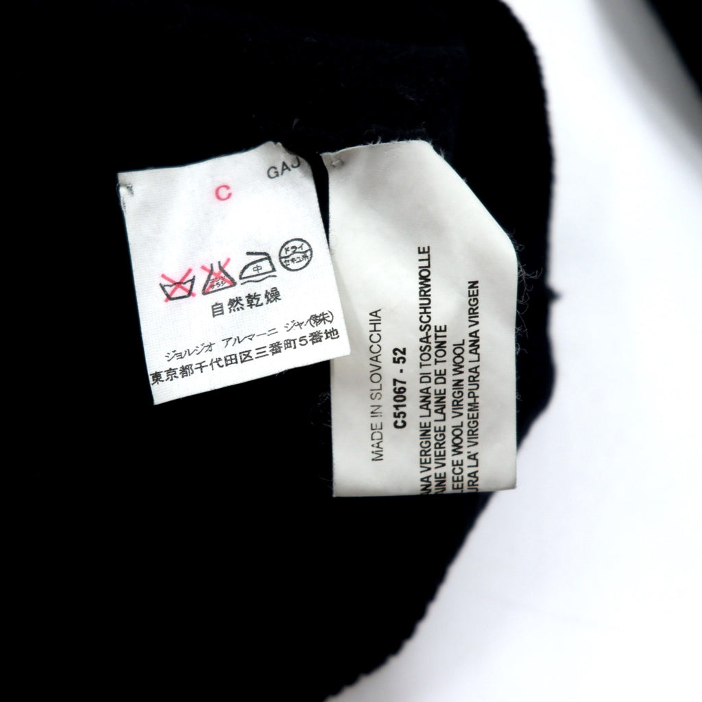 ARMANI COLLEZIONI Made in Slovakia Half-Zip Lambswool Knit Sweater XL Black Wool One Point Logo Embroidery