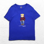 POLO RALPH LAUREN Polo Bear Print T-Shirt L Blue Cotton CUSTOM SLIM FIT