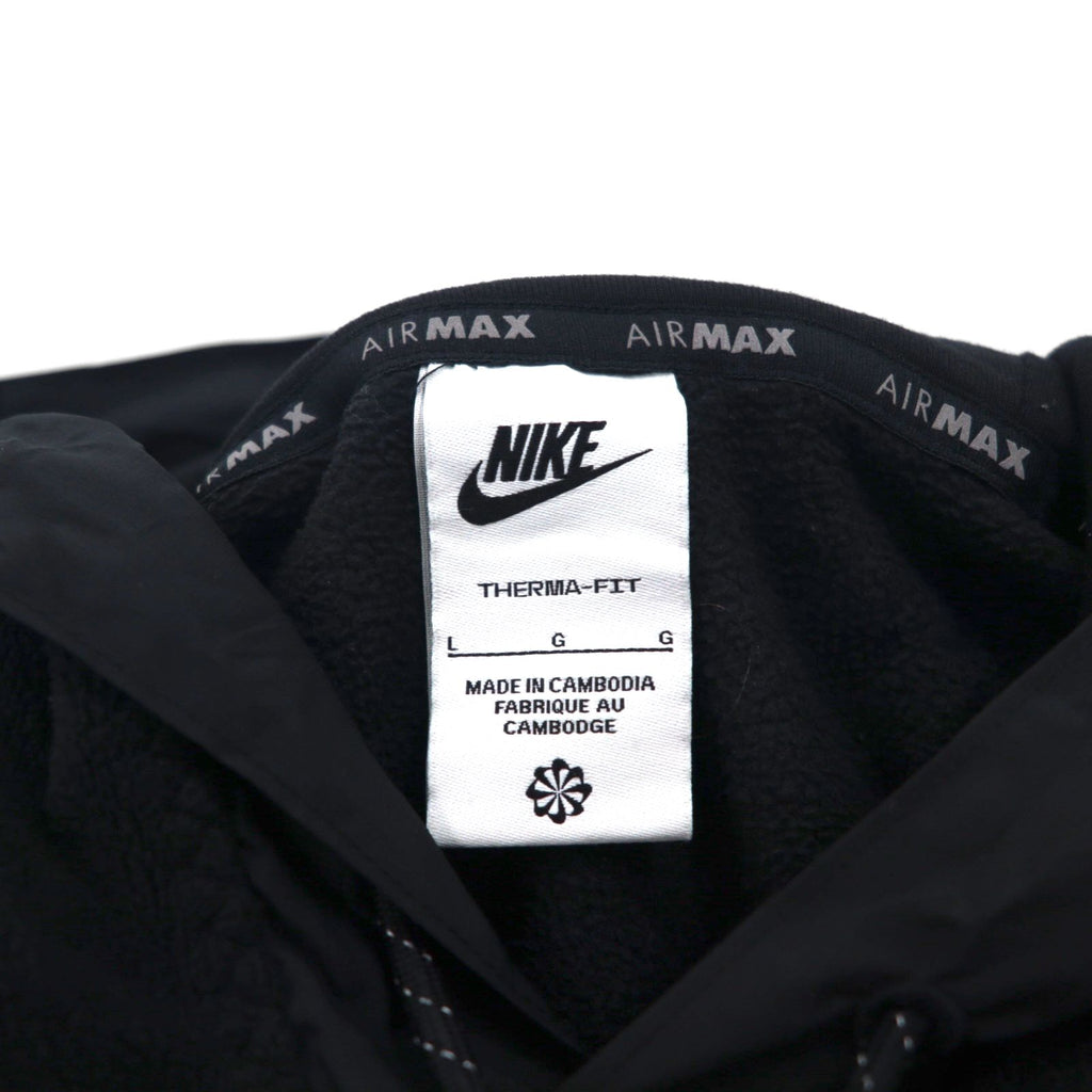 NIKE THERMA-FIT Polar Fleece Hoodie, Size L, Black, Kangaroo Pocket, FN7859-010