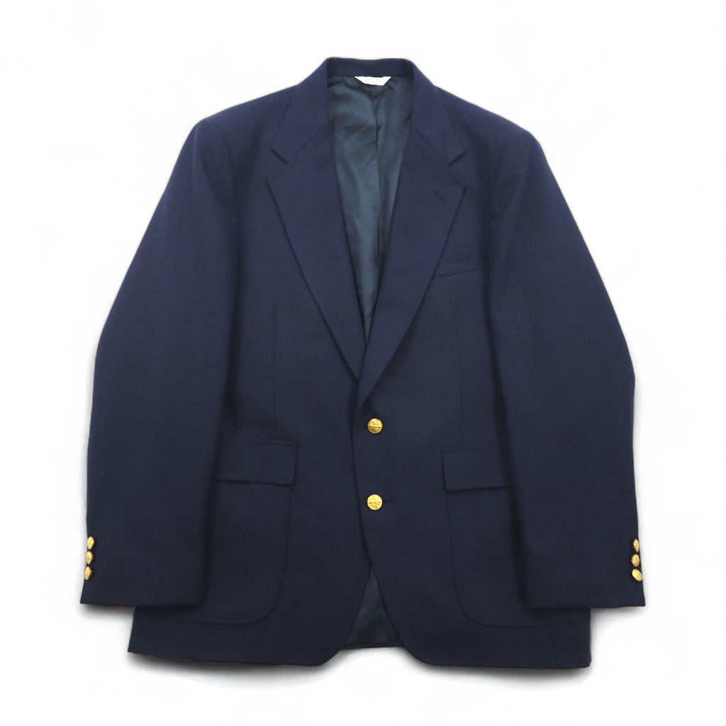 Vintage 90s USA Made Blazer MIKAEL YORK COLLECTION. 90s USA Made 2B Tailored Jacket Blazer, Navy Gabardine, Gold Buttons, Size XL.