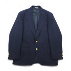 Vintage 90s USA Made Blazer MIKAEL YORK COLLECTION. 90s USA Made 2B Tailored Jacket Blazer, Navy Gabardine, Gold Buttons, Size XL.