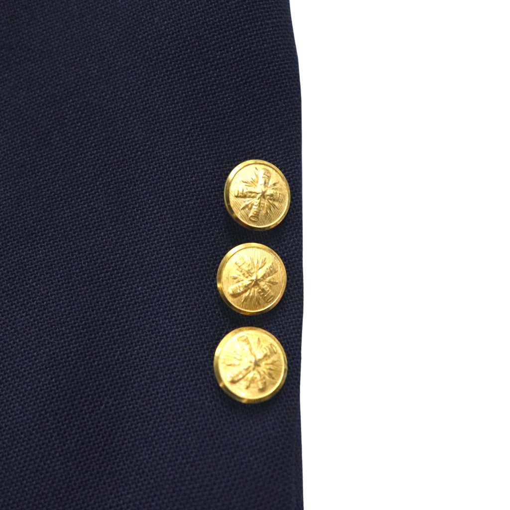 Vintage 90s USA Made Blazer MIKAEL YORK COLLECTION. 90s USA Made 2B Tailored Jacket Blazer, Navy Gabardine, Gold Buttons, Size XL.