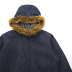 BLUE BLUE Waxed Denim Field Coat, M-51 Mod Coat, Size Small, Indigo, Double Zip, 700041-441, JK1434, Made in Japan
