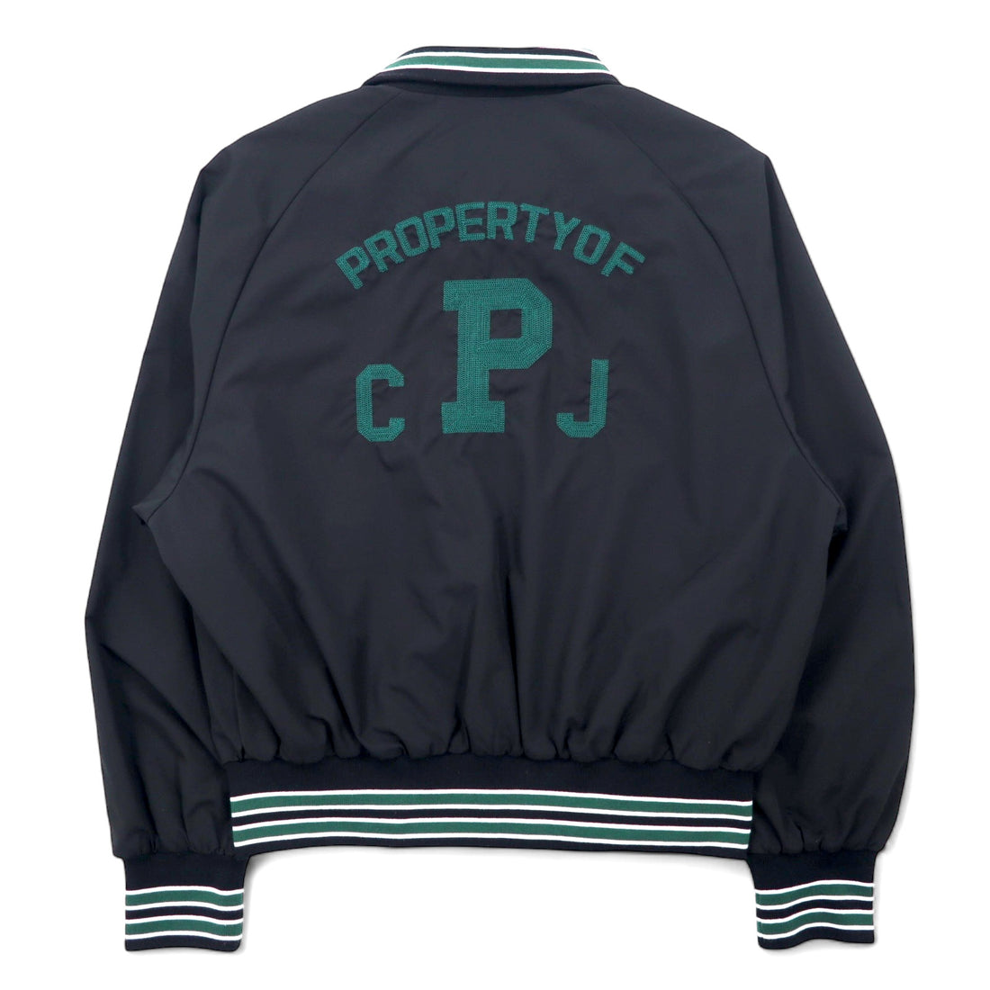 PENNEY'S Varsity Jacket Coach Jacket L Black Polyester Logo Embroidery Chain Stitch S22-GR-15