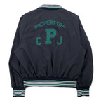 PENNEY'S Varsity Jacket Coach Jacket L Black Polyester Logo Embroidery Chain Stitch S22-GR-15