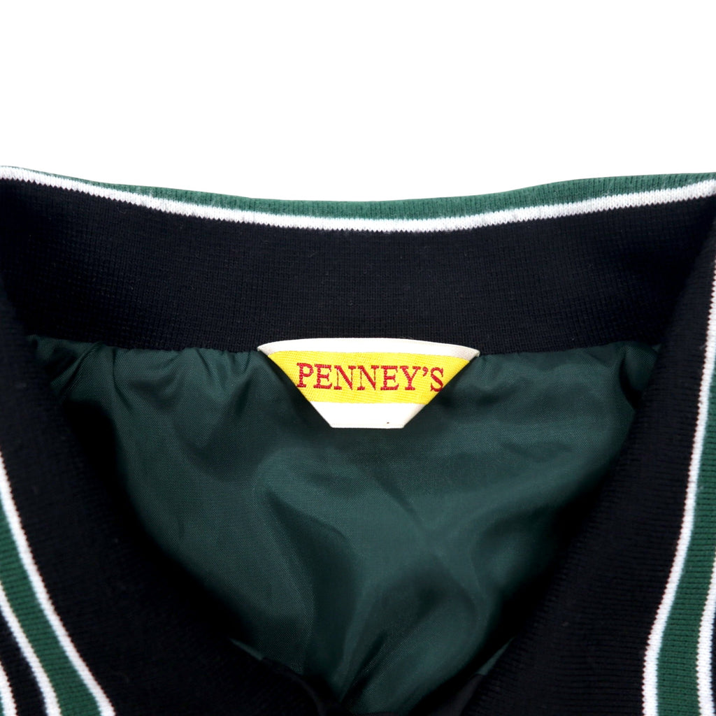 PENNEY'S Varsity Jacket Coach Jacket L Black Polyester Logo Embroidery Chain Stitch S22-GR-15