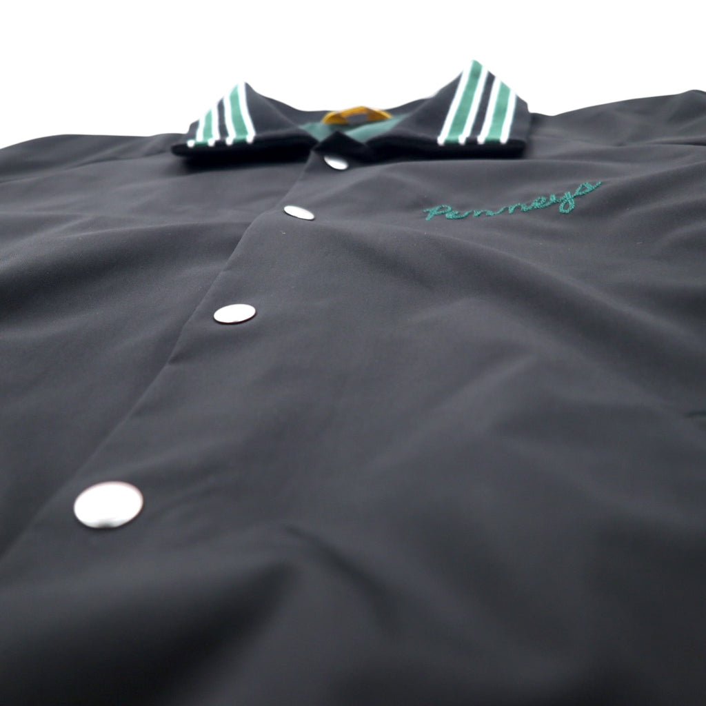 PENNEY'S Varsity Jacket Coach Jacket L Black Polyester Logo Embroidery Chain Stitch S22-GR-15