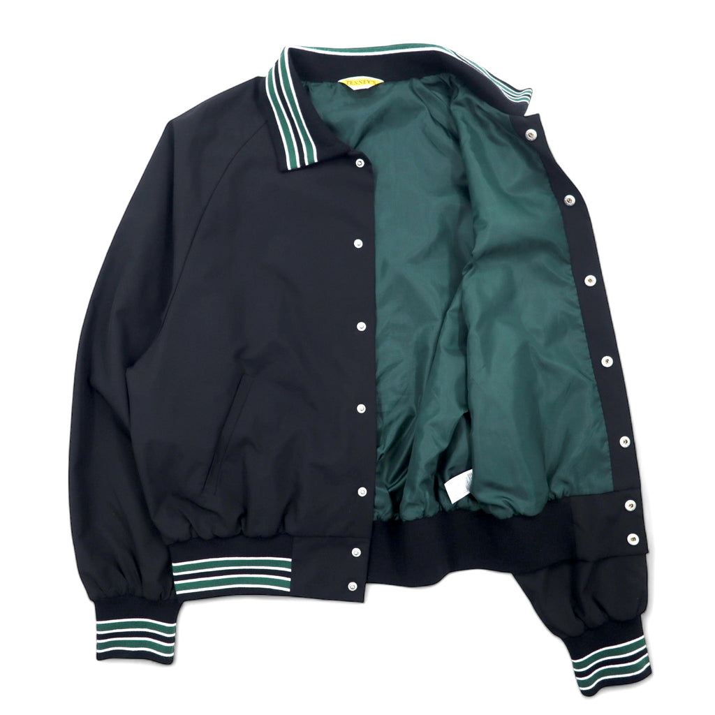 PENNEY'S Varsity Jacket Coach Jacket L Black Polyester Logo Embroidery Chain Stitch S22-GR-15