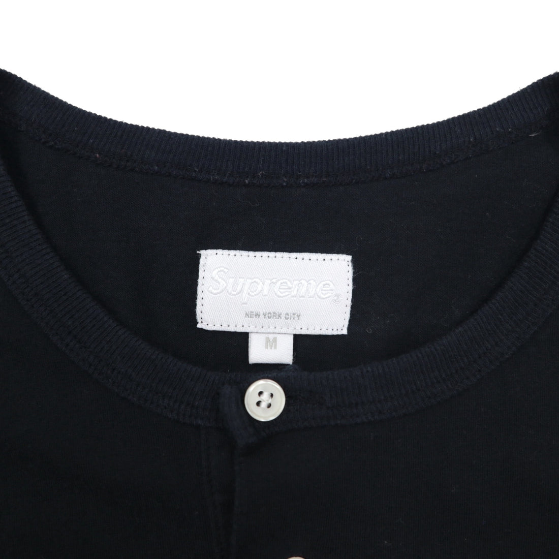 Supreme ヘンリーネック バイカラー Tシャツ M ブラック ホワイト Back Logo CITY AND COUNTRY 12SS