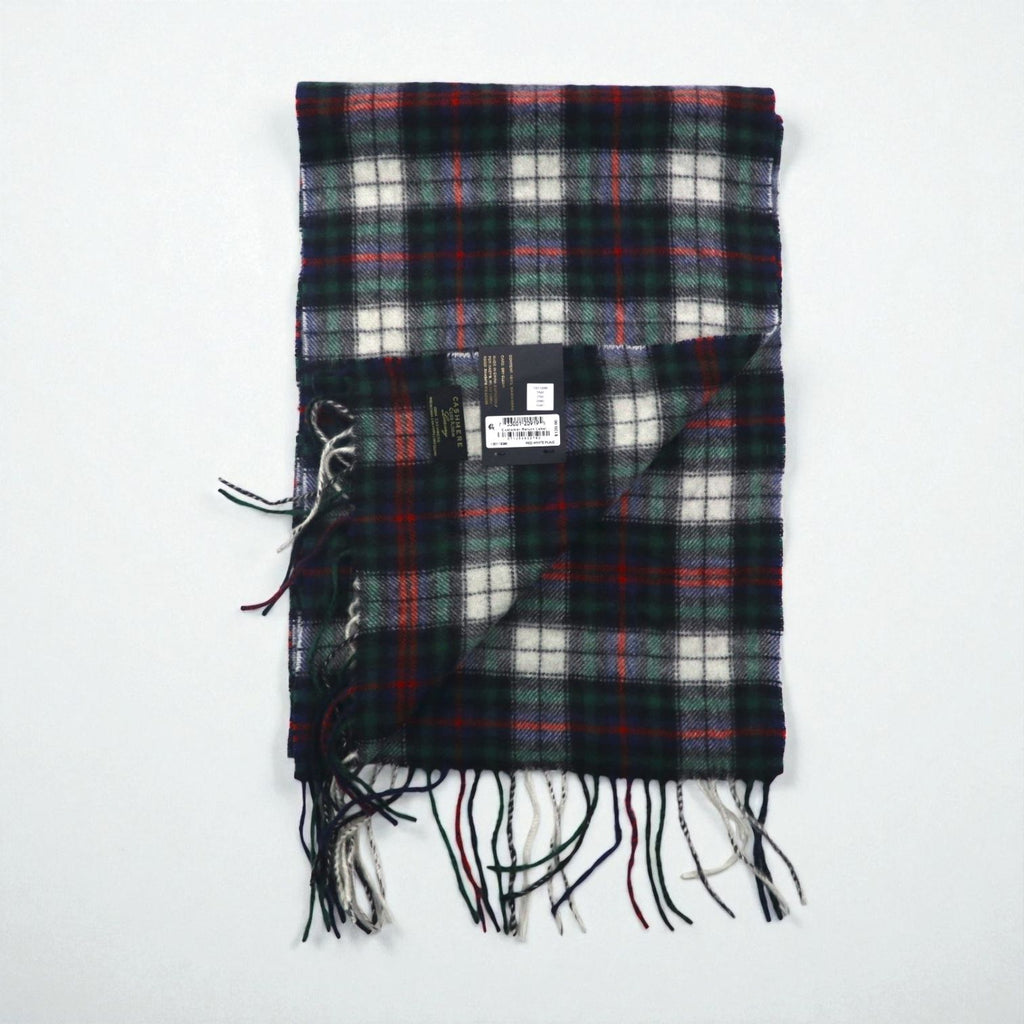 Macy's CLUB ROOM 100% Cashmere Fringe Scarf, LUXURY Green Check, Unused