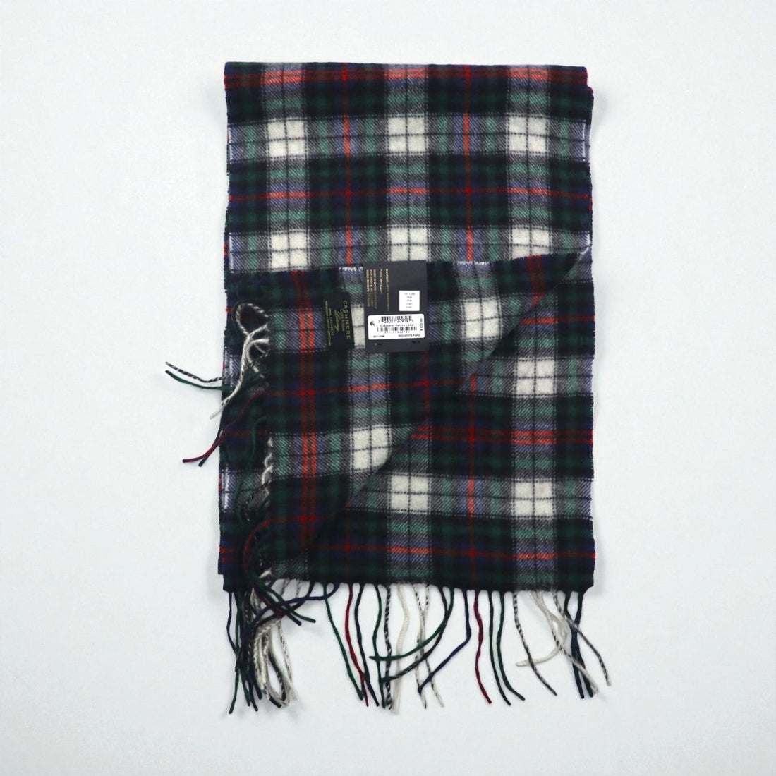 Macy's CLUB ROOM 100% Cashmere Fringe Scarf, LUXURY Green Check, Unused