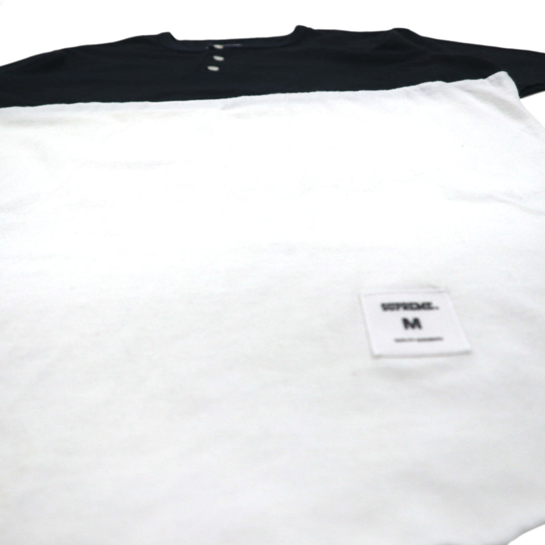 Supreme ヘンリーネック バイカラー Tシャツ M ブラック ホワイト Back Logo CITY AND COUNTRY 12SS