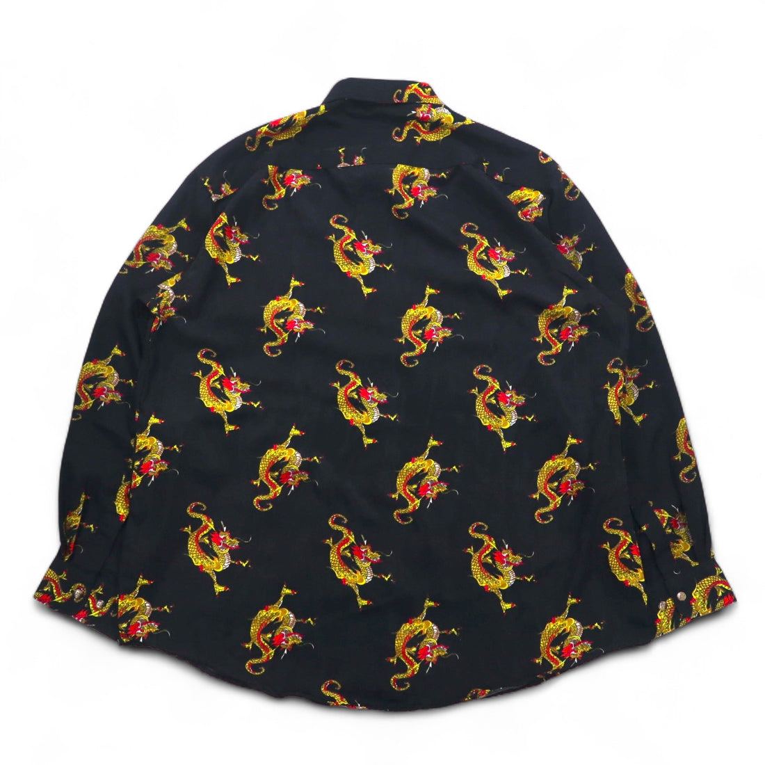 Vintage 90s China Dragon Patterned Shirt DAGACCI Poly Shirt XL Black All-over Pattern Dragon