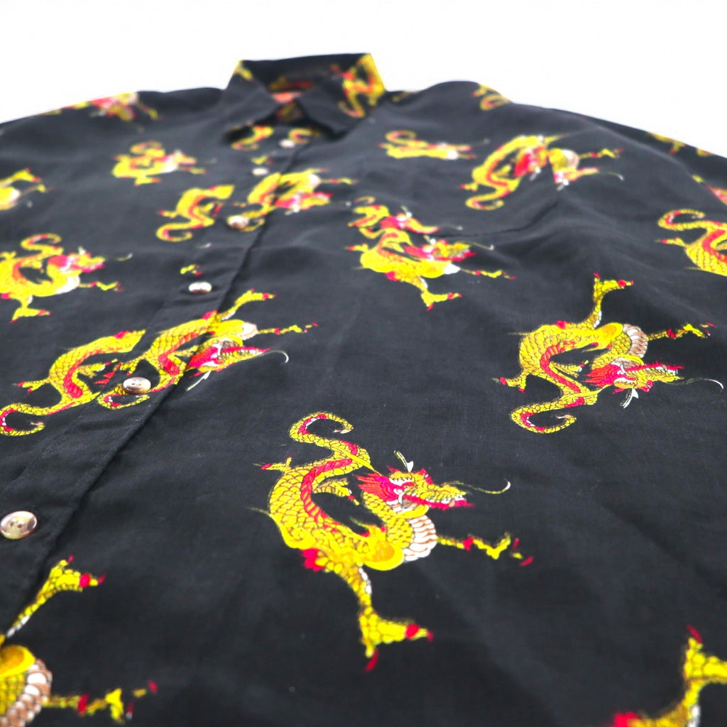 Vintage 90s China Dragon Patterned Shirt DAGACCI Poly Shirt XL Black All-over Pattern Dragon