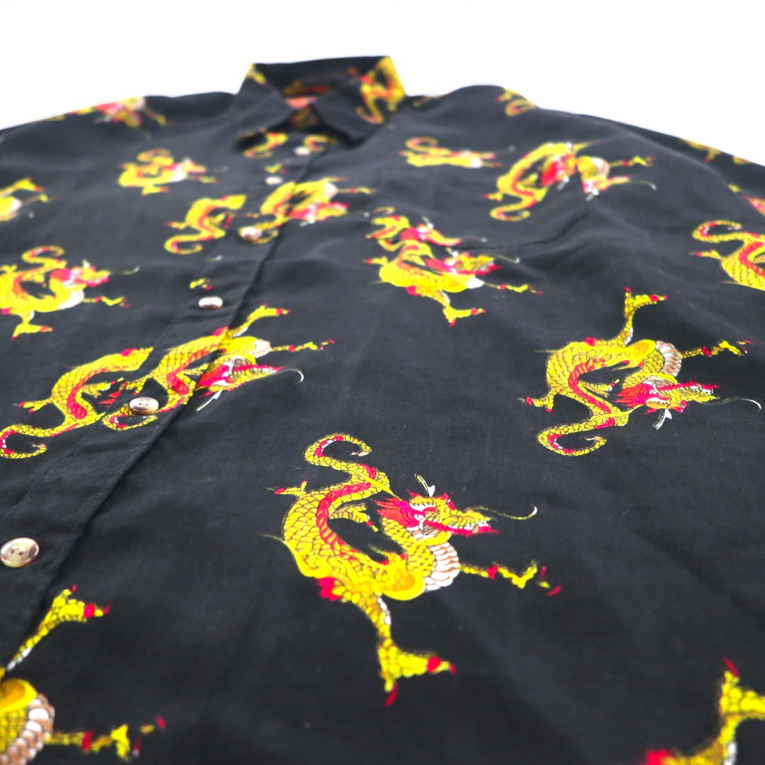 Vintage 90s China Dragon Patterned Shirt DAGACCI Poly Shirt XL Black All-over Pattern Dragon