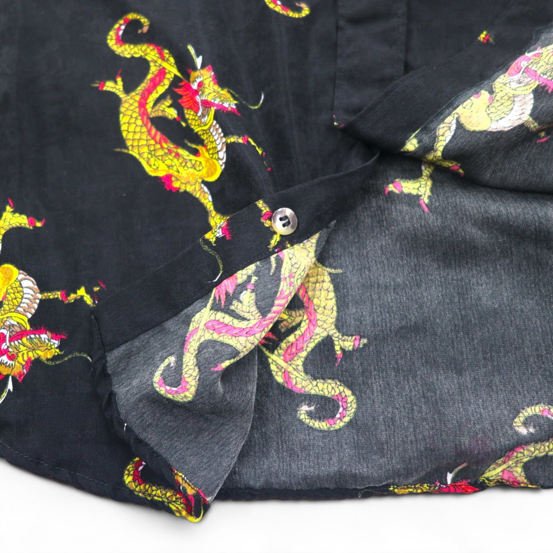 Vintage 90s China Dragon Patterned Shirt DAGACCI Poly Shirt XL Black All-over Pattern Dragon