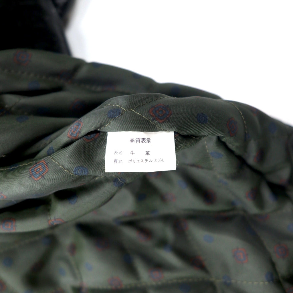 iDEE-MODA Double Breasted Leather Coat L Black Cowhide Fur Paisley Lining Made in Japan