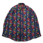 Vintage 90s China Dragon Patterned Shirt DAGACCI Poly Shirt L Blue All-over Pattern Dragon