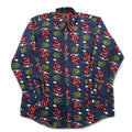 Vintage 90s China Dragon Patterned Shirt DAGACCI Poly Shirt L Blue All-over Pattern Dragon