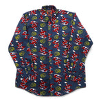 Vintage 90s China Dragon Patterned Shirt DAGACCI Poly Shirt L Blue All-over Pattern Dragon