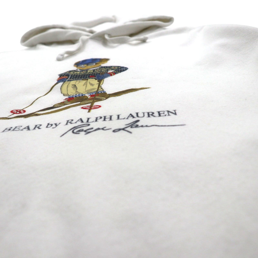 Polo Ralph Lauren ポロベア プリント プルオーバー パーカー L ホワイト サイドポケット