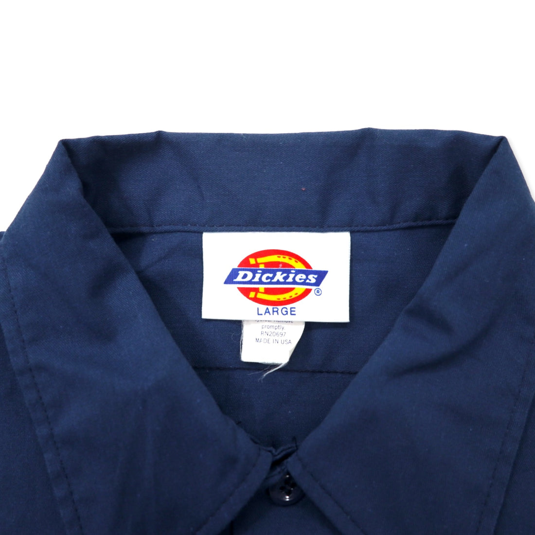 Dickies USA Made Short Sleeve Work Shirt L Navy Polyester Cotton