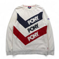 Vintage PONY Crewneck Sweatshirt Crewneck Sweatshirt L White Navy Red Tricolor