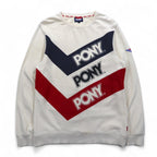 Vintage PONY Crewneck Sweatshirt Crewneck Sweatshirt L White Navy Red Tricolor