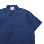 Dickies USA Made Short Sleeve Work Shirt L Navy Polyester Cotton