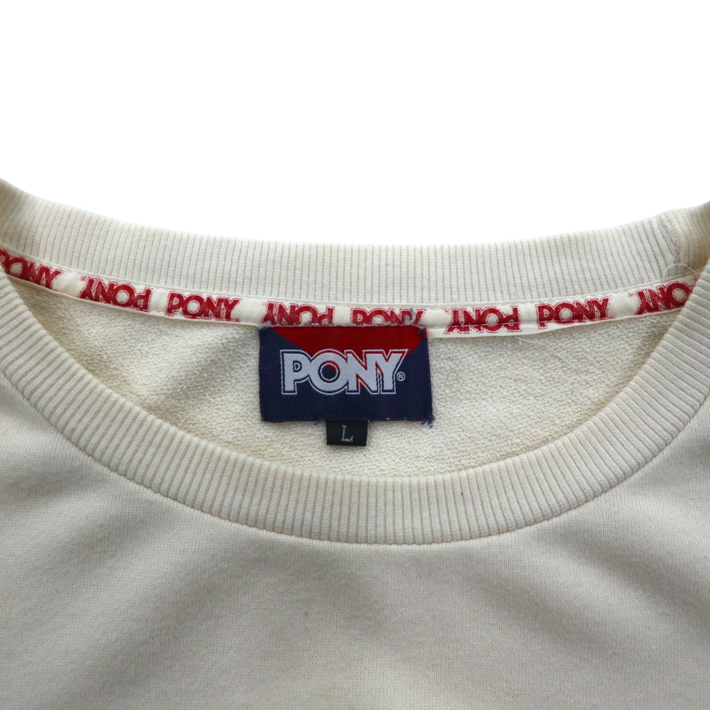 Vintage PONY Crewneck Sweatshirt Crewneck Sweatshirt L White Navy Red Tricolor