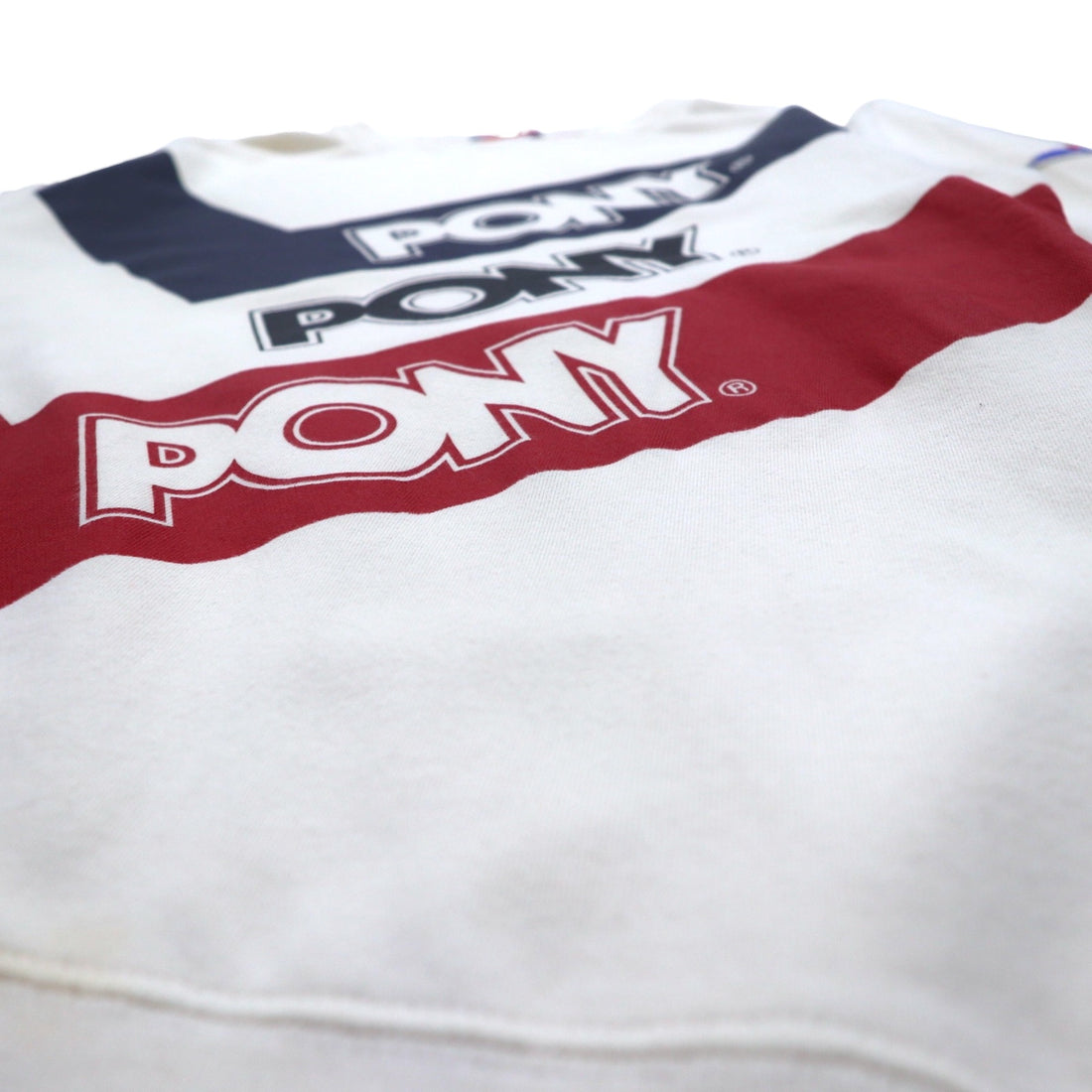 Vintage PONY Crewneck Sweatshirt Crewneck Sweatshirt L White Navy Red Tricolor
