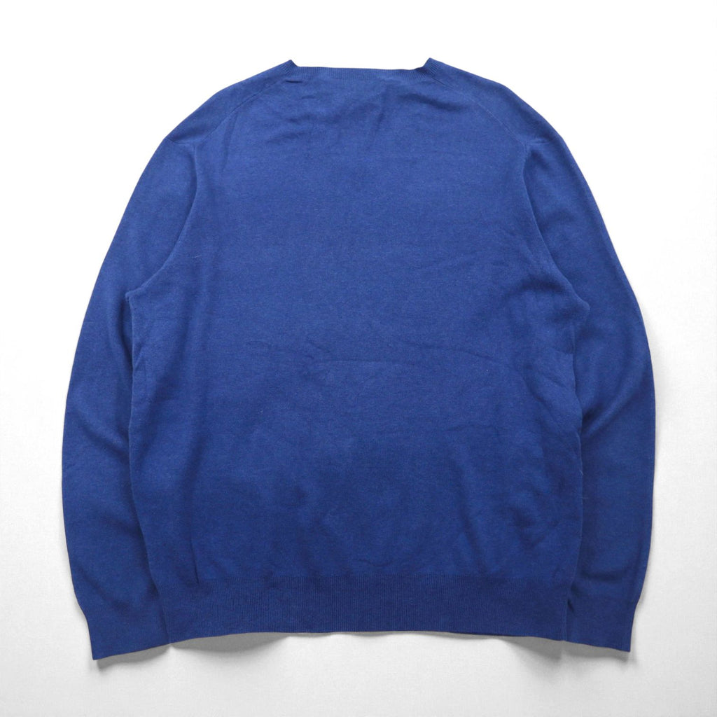 Polo Ralph Lauren 90s V-neck Pima cotton knit sweater, XL, navy, with small pony embroidery