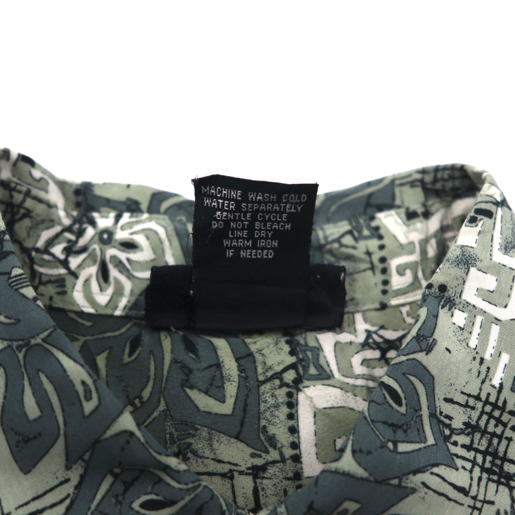 Vintage 90s Hawaiian Shirt 90年代 OXIDE アロハシャツ XL ビッグサイズ カーキ ポリエステル 総柄