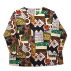 Vintage 90s Retro Patterned Blouse Moraure Scarf Pattern Retro Blouse XL Multicolor Polyester