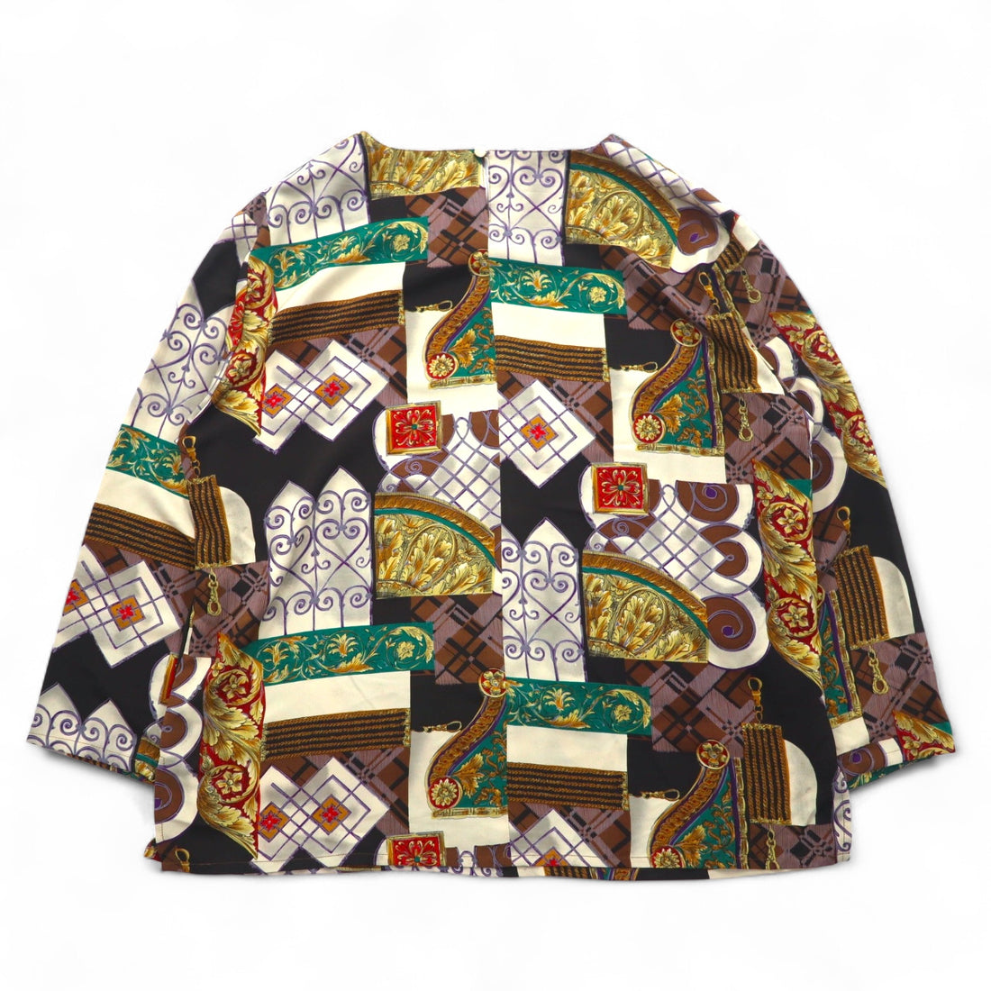 Vintage 90s Retro Patterned Blouse Moraure Scarf Pattern Retro Blouse XL Multicolor Polyester
