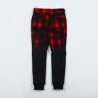 Y's ( Yohji Yamamoto ) グランジ チェックパンツ 裾リブ ウール ジョガーパンツ S レッド YP-P05-111 日本製