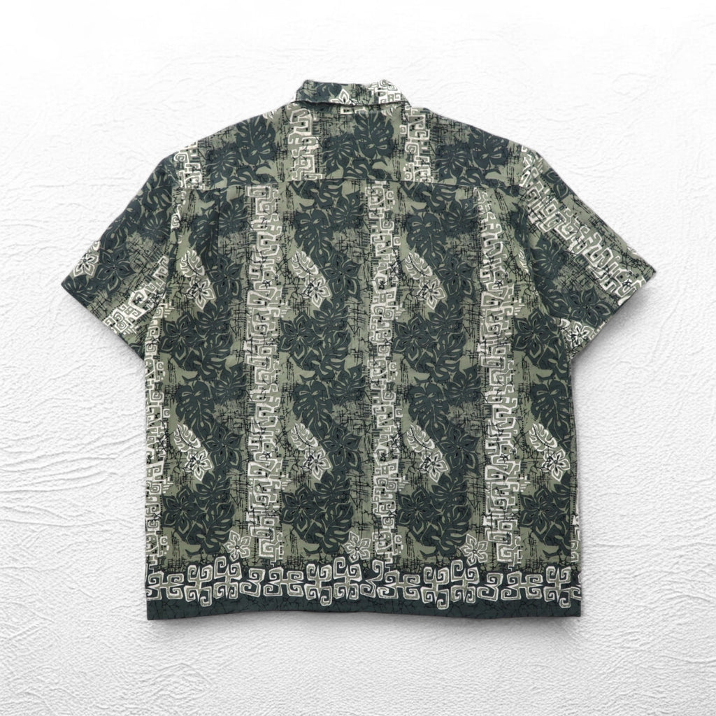 Vintage 90s Hawaiian Shirt 90年代 OXIDE アロハシャツ XL ビッグサイズ カーキ ポリエステル 総柄