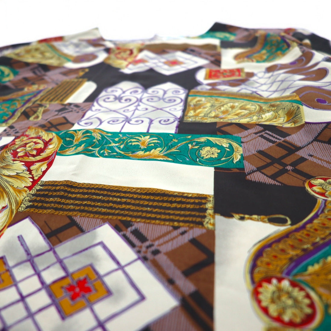 Vintage 90s Retro Patterned Blouse Moraure Scarf Pattern Retro Blouse XL Multicolor Polyester