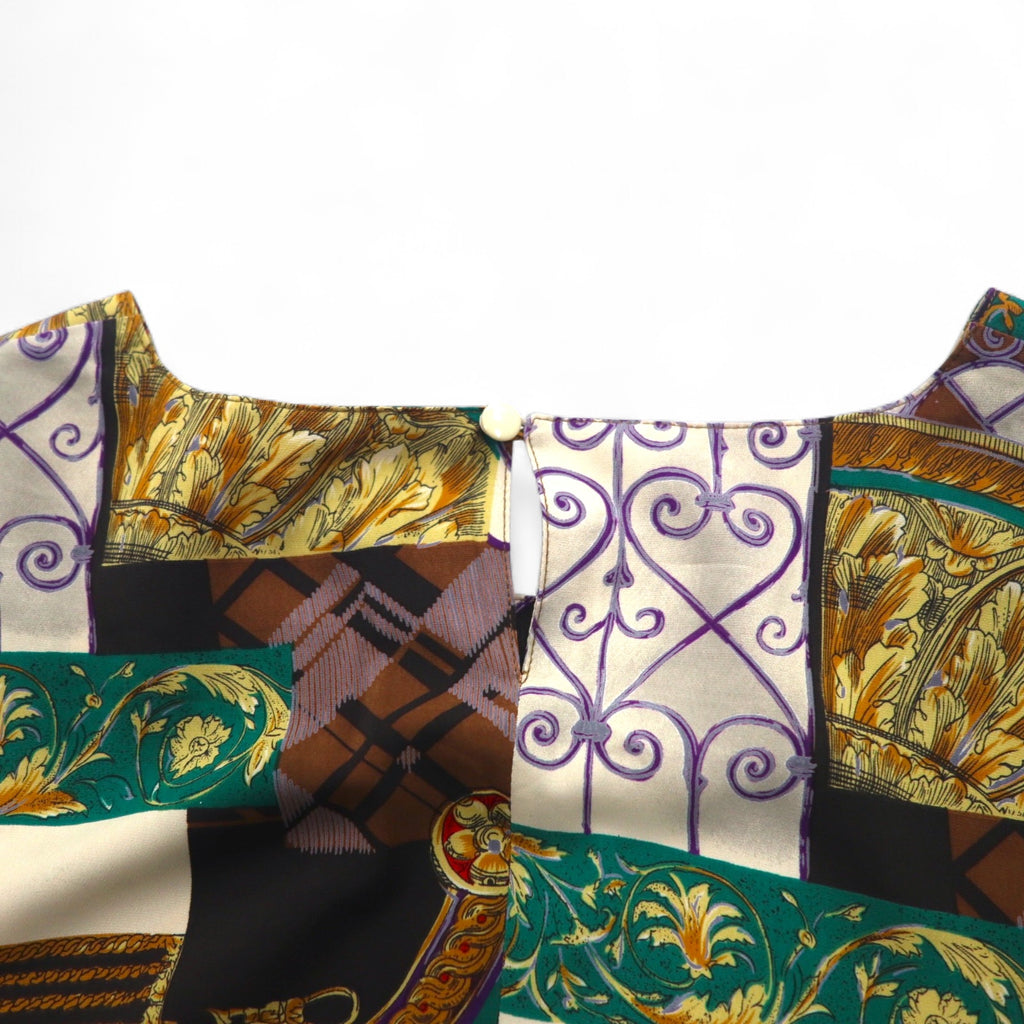 Vintage 90s Retro Patterned Blouse Moraure Scarf Pattern Retro Blouse XL Multicolor Polyester