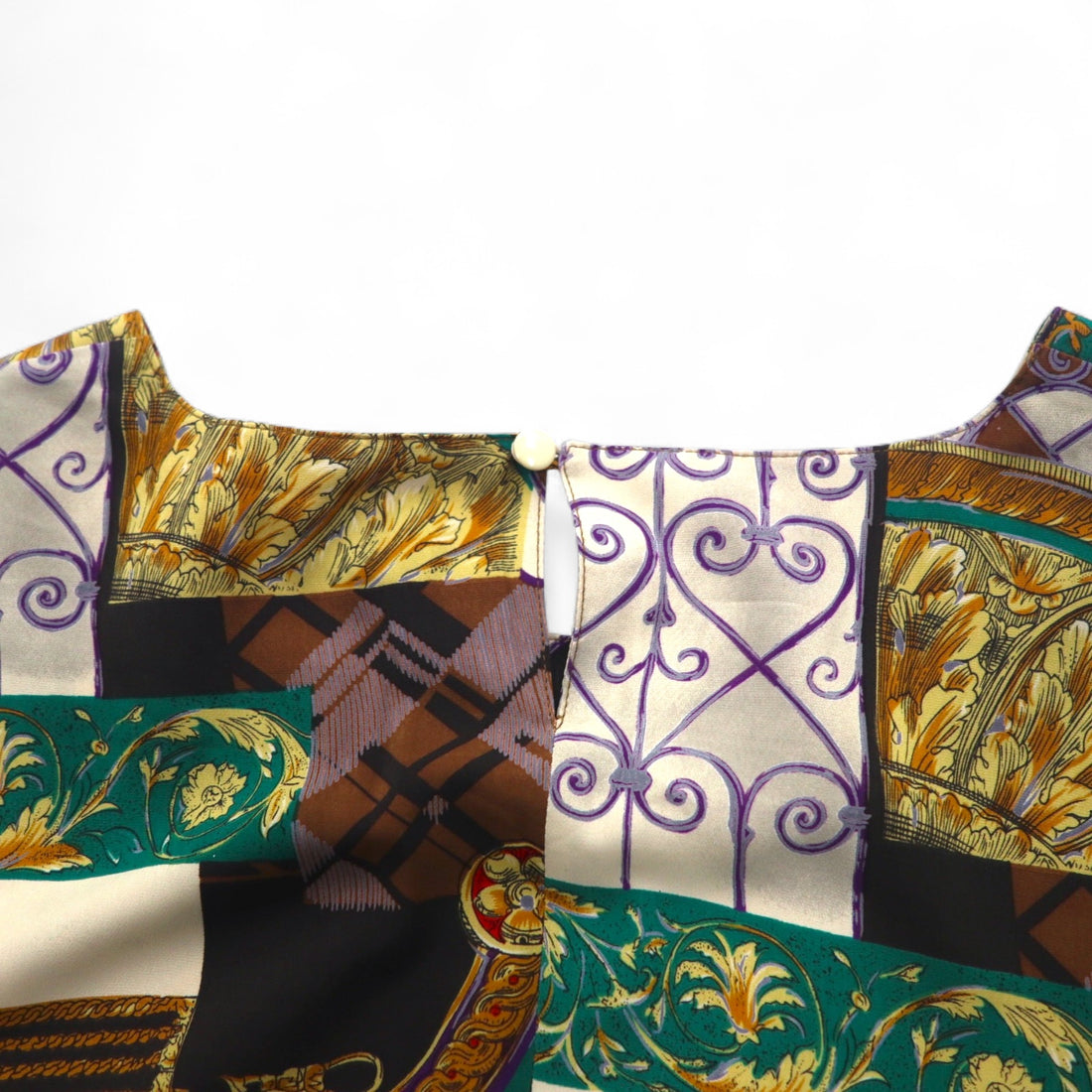 Vintage 90s Retro Patterned Blouse Moraure Scarf Pattern Retro Blouse XL Multicolor Polyester