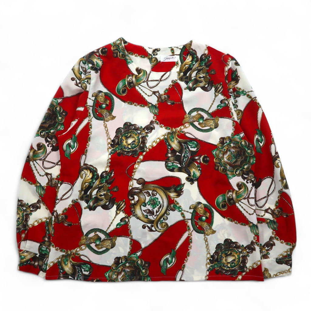 Vintage 90s Japan Made Retro Patterned Blouse Sampaquita Scarf Retro Blouse M Red
