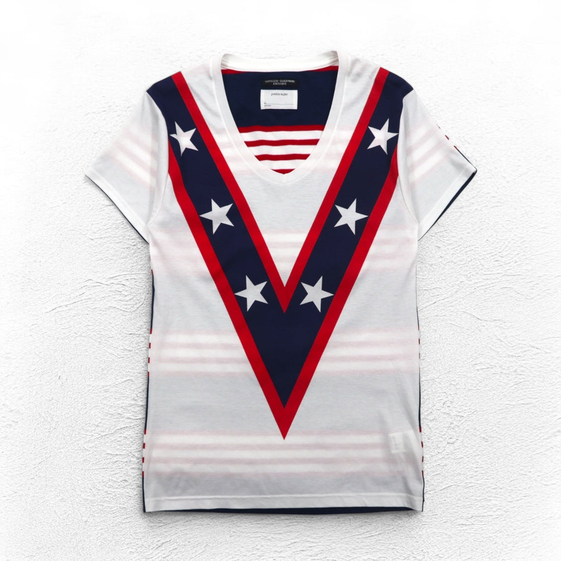 yoshio kubo × LOVELESS V-neck T-shirt M White Star pattern GUILD PRIME exclusive Made in Japan